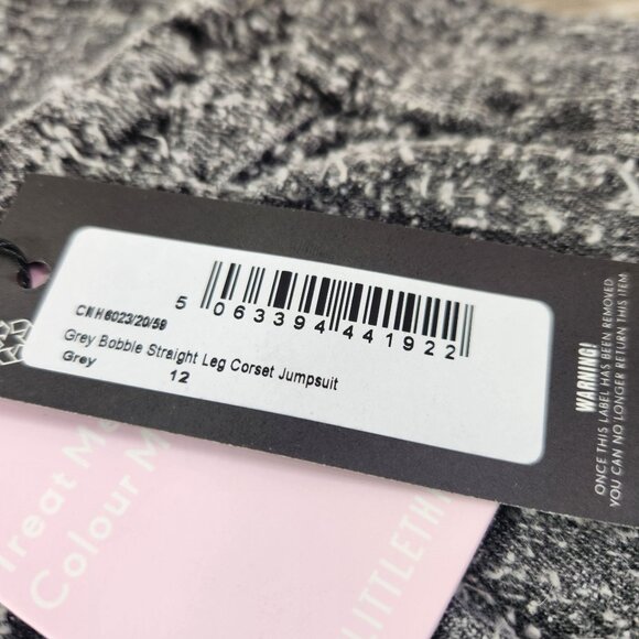 PrettyLittleThing Gray Bobble Straight Leg Corset Jumpsuit Womens Size 12 US 8 - Picture 13 of 16